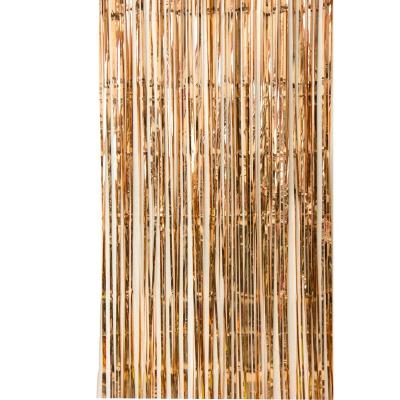 China Metallic Foil Curtain for Wedding Party Decorations Hot Sale Wall Wedding Backdrop Decoration Rose Gold Metallic Foil Curtain for sale