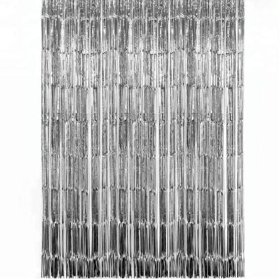 China Wholesale Aluminum Tinsel Curtain Fringe Party Wall Wedding Party Gold Silver Backdrop Decoration Large for sale