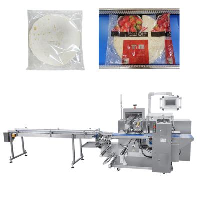 China Multifunctional Automatic Bag Tortilla Pillow Flow Frozen Pizza Wrapping Line Packing Wrapping Packaging Machine for sale