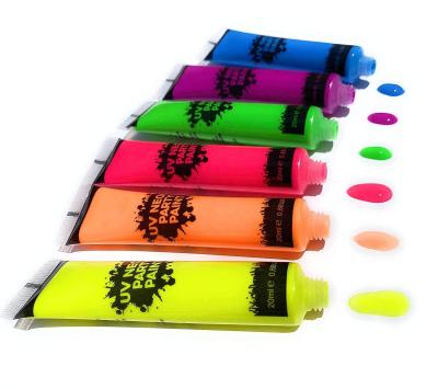 China UV Neon Face Body Paint Tube Glow in the Dark Paint Set Party Supplies for Halloween Festivals Concerts Raves (Set of 6 Color) for sale