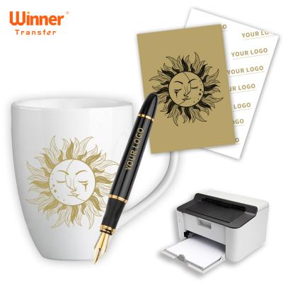 China Custom Leather Logo A4/A3 Gold Laser OEM Uncoated Heat Transfer Paper Smart Transfer Paper For Mugs Ceramic Glass Acrylic Pen for sale