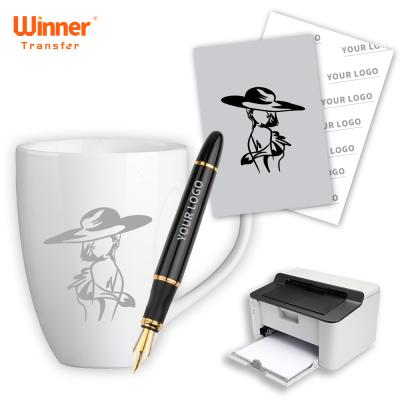 China Custom Ready Ship Leather Branded 100 Pieces Laser Heat Transfer Paper Silver Effect For DIY Mugs , Cups for sale