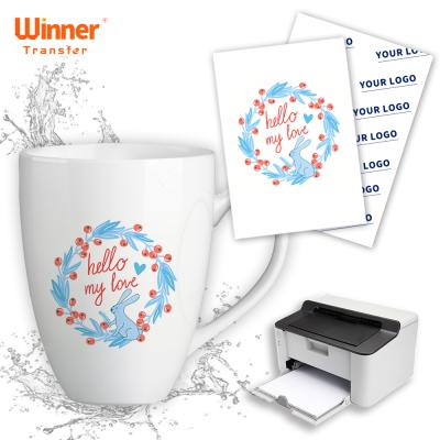 China 100 sheets laser waterslide decal paper clear low price glass film free pack for DIY custom mugs for sale