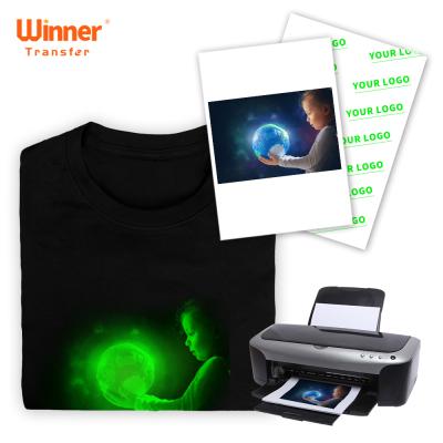 China T-shirts Free Sample Heat Transfer Printing Paper Dark Inkjet Glow-in-Dark Transfer Paper For Dark/Light Fabric for sale