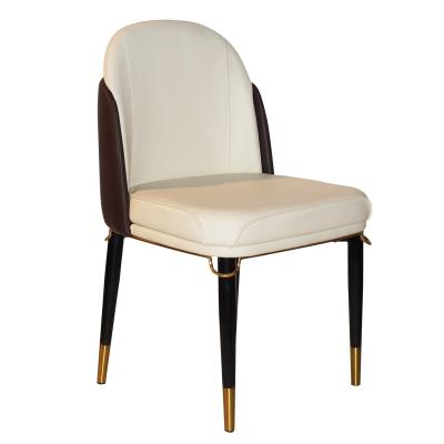 China Cooling Hot Sale Upholstered Living Room Soft Back Armrest White PU Sofa Chair With Chromed Gold Legs for sale