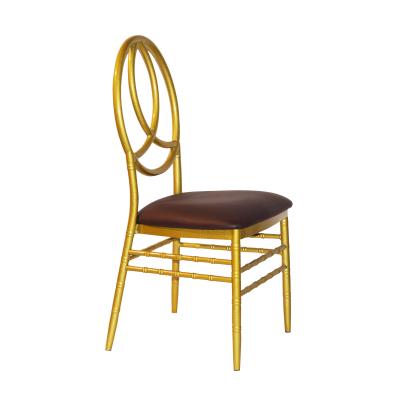 China Modern Hotel Furniture Fashionable Wedding Chairs Modern Banquet Leather Iron Stacking Chair Chiavari Cushion Aluminum Stainless Steel for sale