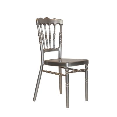 China Modern Wedding Aluminum 30% Depsoit Metal Luxury Hotel Furniture Napoleon Wedding Chair Wholesale Stackable Step Chair Iron for sale