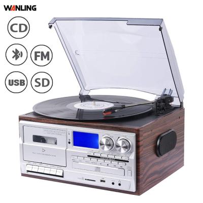 China Retro Style China Factory Direct Multiple Three Speed ​​Vinyl Turntable USB Cd Cassette Player With Dust Cover for sale