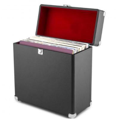 China Vinyl Storage Turntable Player Box Record Player Vinyl Record Box Leather Material Storage Boxes for sale