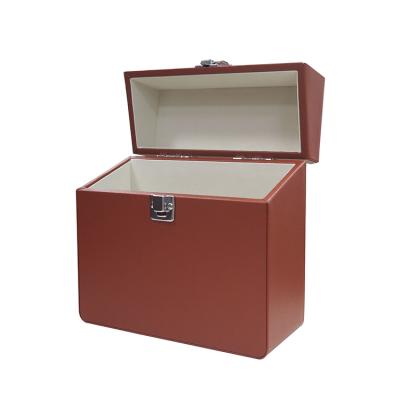 China New Design Vinyl Storage Professional Leather Vinyl Record Storage Box Record Case for sale