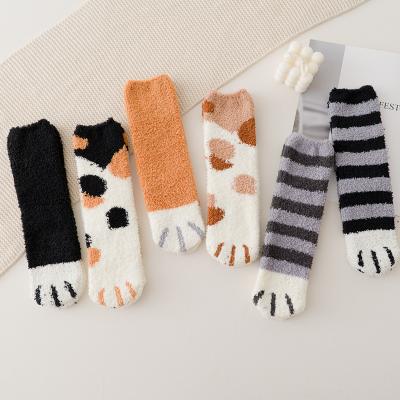 China Wholesale Winter Warm Home Flooring Breathable Soft Thickened Fluffy Fleece Polyester Socks For Women for sale