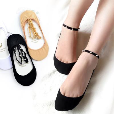 China Wholesale Breathable Summer Ladies Fashion Mesh Ultra Thin Elastic Crystal Breathable Lace Bead Cute Sheer Socks for sale