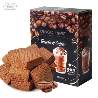 China Coffee Flavor Sheet Wafel Crispy Snack Chocolate Cream Filled Wafer Biscuit for sale