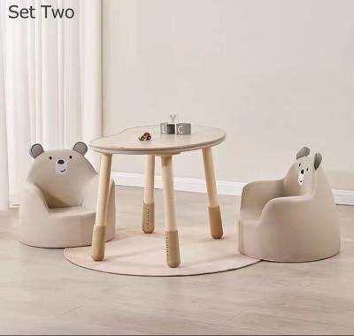 China Hot Sale Modern Contemporary Height Adjustable Kids Round Table With 2 Chairs for sale