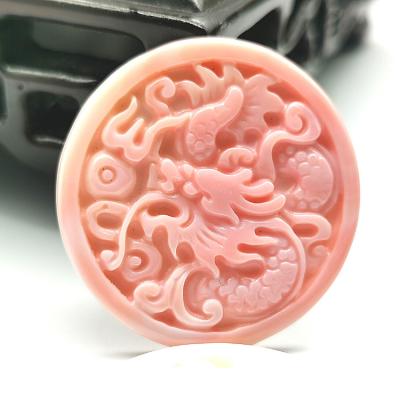 China China Wholesale Face Cameo Pink Pearly Carving Round Hand Carved Shell for sale