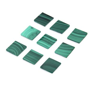 China Color Play Or Fire Square Shape Natural Flat Back Sliced ​​Green Loose Malachite Inlay Gemstone for sale