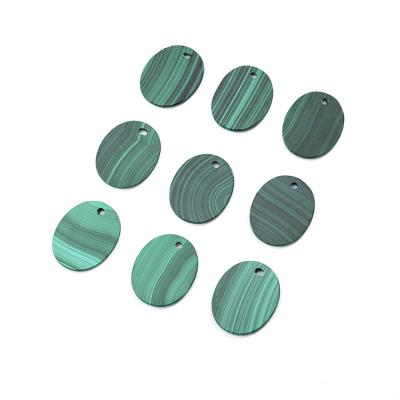 China Color Set or Fire Polished Art Work Natural Oval Cut Shape Slab Slice Green Malachite Gemstone for sale