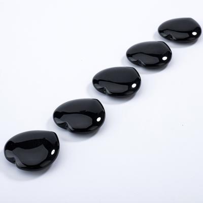 China Color Play or Heart Shape Factory Direct Fire Porcelain Natural Black Agate Stone Beads Apply for Inlay Earring Ring for sale