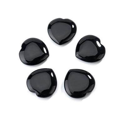 China Color Play or Fire Heart Shape Natural Black Onyx Agate Stone Gemstone Apply For Inlay Earring Ring for sale