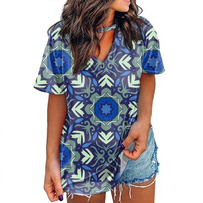 China Wholesale Anti-wrinkle Samoan Polynesian Tribal National Flower Print Loose Short Ladies Clothing Summer T-shirt Women's Casual Sleeve Tops for sale