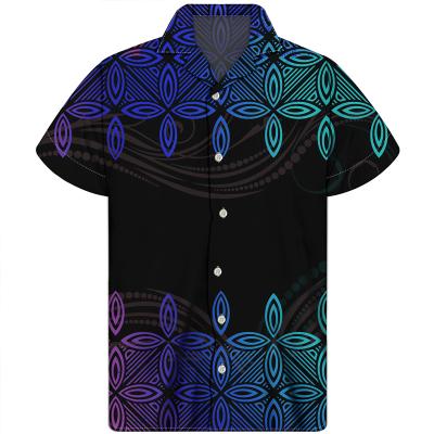 China Anti-pilling 2021 Summer Polynesian Samoan Tribal Clothing Fashion Trend Casual Print Tops Short Sleeve Hawaiian Shirt For Men Cheap Price for sale