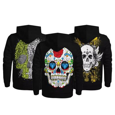 China Custom Logo Design Skull Fitness Men Casual Zipper Anti-shrink Hoodie Loose Men's Zipper Hoodie for sale