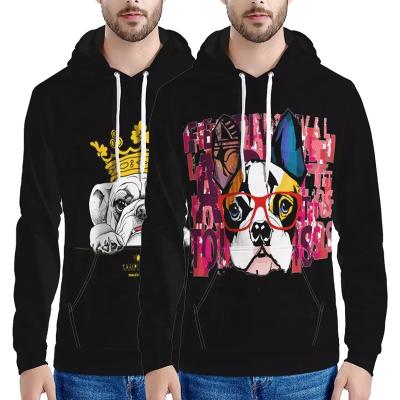 China Anti-Shrink Plus Size Hoodies Fench Bulldog Crown Pattern Casual Custom Hoodie Men Loose Hooded Sweater for sale