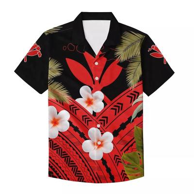 China 2021 Wholesale Luxury Men's Black T-shirt Printed Anti Shrink Polynesian Samoa Kanaka Flag Custom Maoli Plumeria Flower for sale