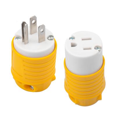 China 15 Amp Residential/General Purpose Plug In Male Female Male And Female 15 Amp Cord End Replacement ETL Listed for sale