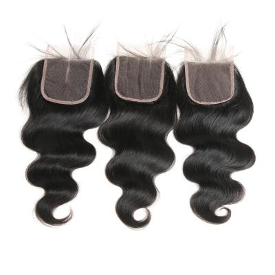 China Brazilian virgin regular wave closure, 4x4 5x5 6x6 7x7 hd lace closure, swiss thin lace transparent closure for sale