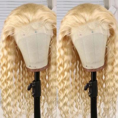 China Glueless Blonde 613 13x4 Lace Frontal Wig 200% Body Wave Density Blonde Hair Color 613 Lace Front Wig Pre Plucked for sale