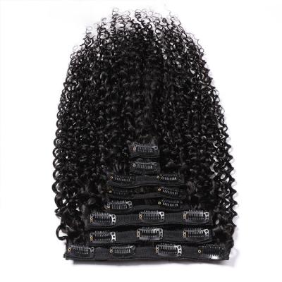 China Kinky Curl New Design Natural Brazilian Curly Human Hair Clip Ins for sale