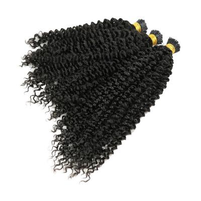 China Curly 10A Brazilian Micro Curl Link I Tip Curly Hair Extensions , 100% Real Hair 4c Curly Kinky Curly 1g Standard for sale