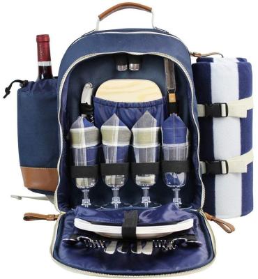 China Polyester Picnic Bag Cutlery Wine Travel Bag And Picnic Set Waterproof Fashionable Picnic Backpack Travel Bag Organizer Set for sale