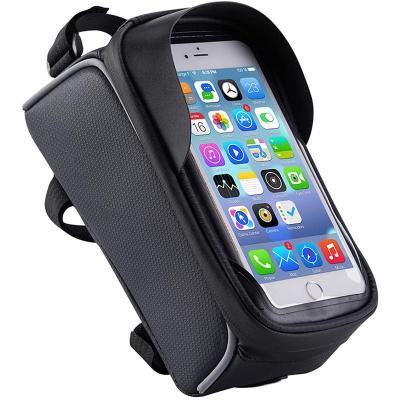 China OEM Bike Outdoor Bag Waterproof Front Frame Bicycle Smart Mobile Phone Touch Screen Handlebar Bag for sale