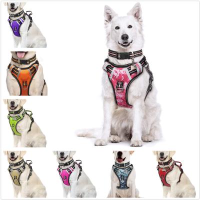 China Custom Large Logo Strong Waterproof Sublimation Reversible Custom Pet Dog Leash And Harness Tactical Vest for sale