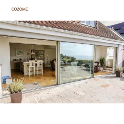 China 16ft modern aluminum patio sliding tempered glass sliding doors for home panel doors price for sale