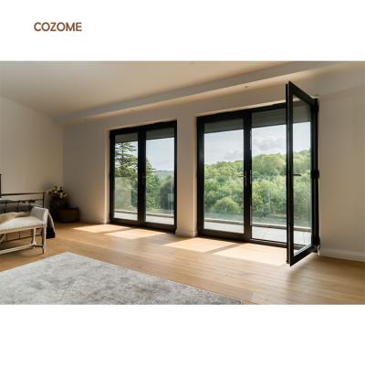 China Modern Black Double Color Aluminum Alloy Full Swing In Front Door Glass Panel for sale