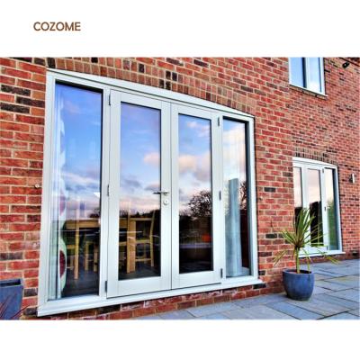 China Modern Black Thermal Break Aluminum Alloy Double Glass Swing Doors And Windows For Resident for sale