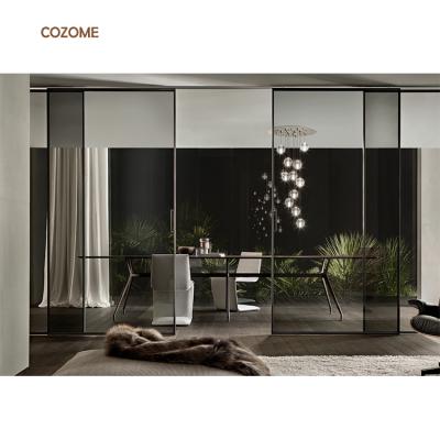 China French Thin Aluminum Top Glass Hung Hanging Sliding Door System Modern Impact Track for sale