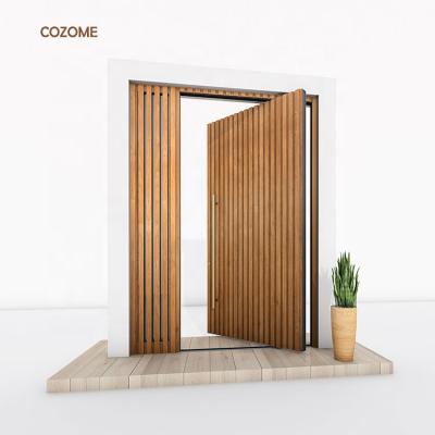 China Modern Modern Teak Wood Front Entry Entrance Pivot Door With Glass Design for sale