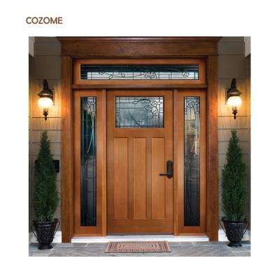 China Modern Solid Wood Front Main Entry Double Doors Designs in Teak Wood for Exterior for sale