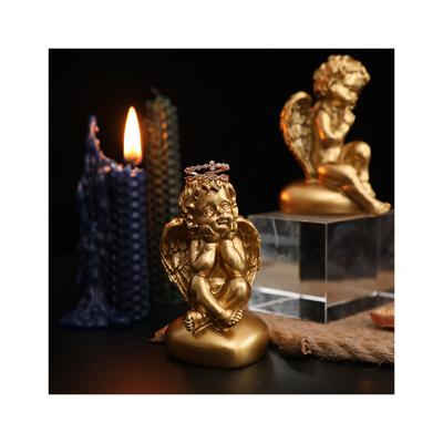 China Europe Nordic light luxury golden resin the lovely open small creative soft decoration wedding romantic angel birthday gift for sale