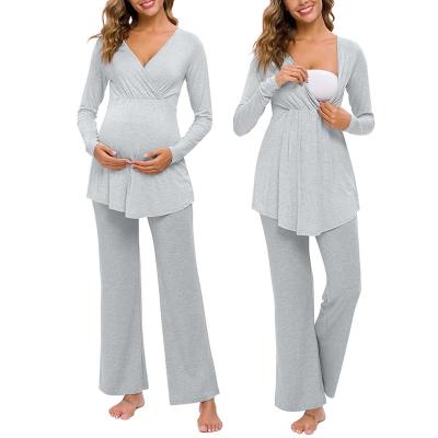 China Wholesale Breathable Pregnant Woman Pamajas Long Sleeve Nursing Nursing Sleepwear Cotton Nursing Pajamas Women for sale