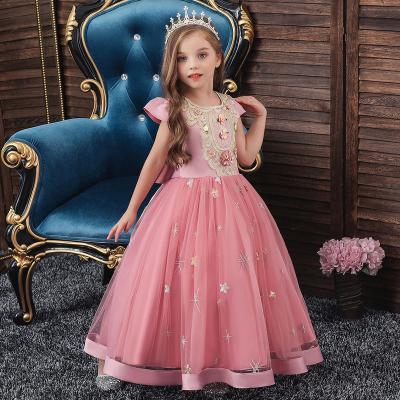 China Breathable Princess Christmas Show Sleeve Breathable Dress Kid's Red Wedding Dress For Formal Show Dresses Girls One-Piece Dress Gowns for sale