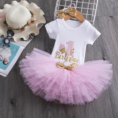 China Breathable Little Princess Floral Unicorn Dress For Baby Girls 1 year birthday dress cake infant full whip team for 12 months Christenning dress for sale