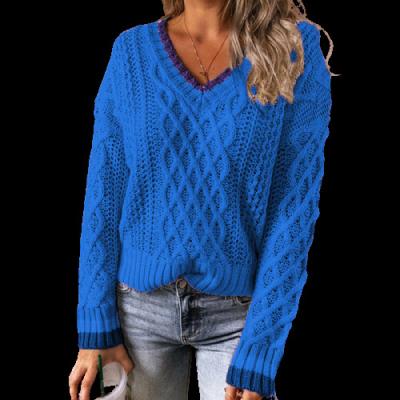 China Breathable Winter Pullover V Neck Sweater Women Knitted Tops Button Up Boho Plus Size Casual Long Sleeve Pullover Female Solid Sweaters Pullovers for sale