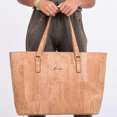 China New Design Durable Natural Gold Cork Tote Bag Woman Cork Leather Material Shopping Bag for sale