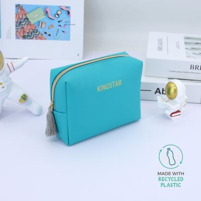 China Fashion Vegan Fashion PU Bag RGB PU Makeup Faux Green Leather Cosmetic Frames Filter Recycled Zipper Pouch for sale