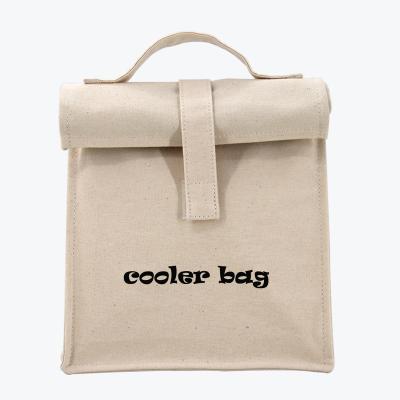 China Waterproof Custom Foil Lined Cotton Canvas Biodegradable Waterproof Washable Insulated Thermal Cooler Lunch Bag for sale